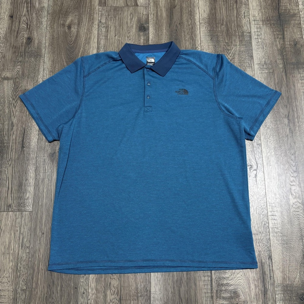The North Face Polo Shirt Mens 2XL Blue FlashDry Striped Performance Activewear
